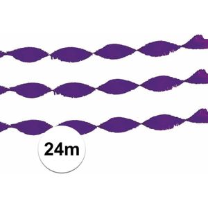 Crepe papieren slingers paars 24 m - Feestslingers