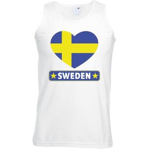 Tanktop wit Zweden vlag in hart wit heren - Feestshirts