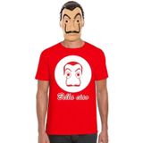 Rood Dali t-shirt maat XXL met La Casa de Papel masker heren - Overige artikelen