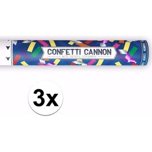 3x Confetti knaller metallic kleuren 40 cm - Confetti
