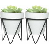 2x stuks vetplantje/kamerplant kunstplanten in pot op standaard 16 cm