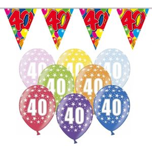 Verjaardag feest 40 jaar versieringen pakket vlaggetjes en ballonnen - Feestpakketten