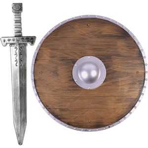 Ridder/krijger verkleed set wapens zwaard 48 cm/Schild 45 cm voor volwassenen/kids - Verkleedattributen