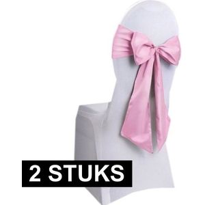 2x Trouwerij stoeldecoratie sjerp licht roze - Feestdecoratievoorwerp