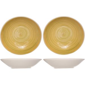 6x stuks ronde diepe borden/soepborden Turbolino geel 21 cm - Diepe borden