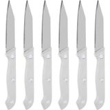 6x Keukenmesjes/schilmesjes RVS met wit kunststof handvat - Aardappelschilmesjes