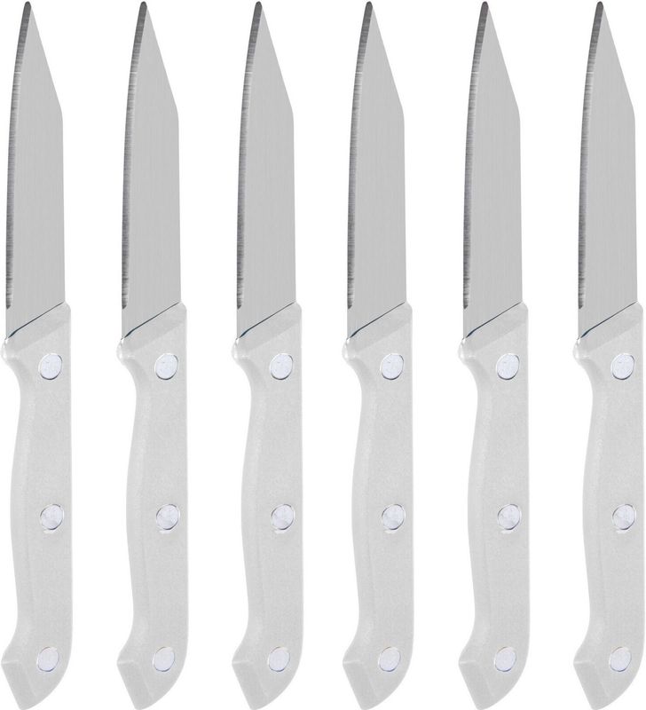 6x Keukenmesjes/schilmesjes RVS met wit kunststof handvat - Aardappelschilmesjes
