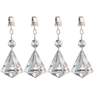 4x stuks tafelkleedgewichtjes kristallen diamant glas - Tafelkleedgewichten