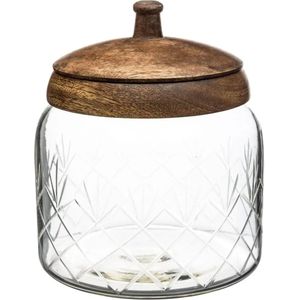 Snoeppot/voorraadpot 1,2L glas met houten deksel - 1200 ml - Bonbonnieres