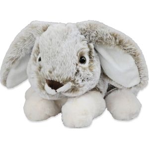 Inware pluche konijn/haas knuffeldier - grijs - liggend - 24 cm - Dieren knuffels
