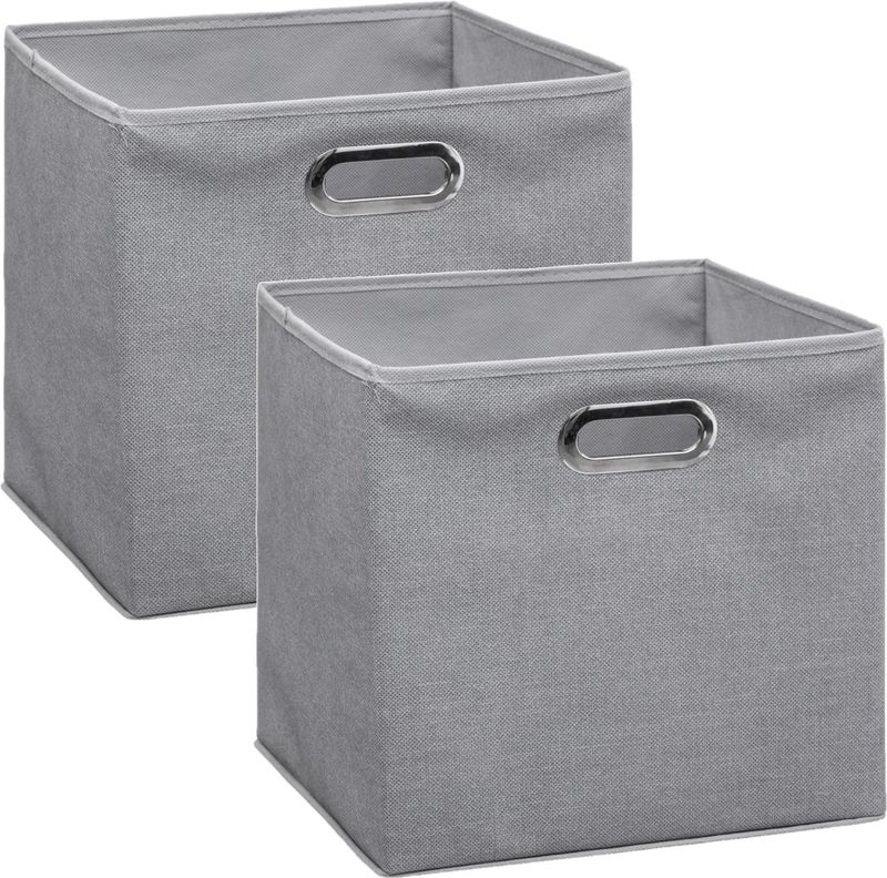 Set van 4x stuks opbergmand/kastmand 29 liter lichtgrijs linnen 31 x 31 x 31 cm - Opbergboxen - Vakkenkast manden
