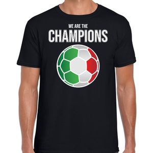 Italie EK/ WK supporter t-shirt we are the champions met Italiaanse voetbal zwart heren - Feestshirts