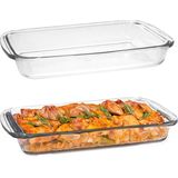 Marinex Ovenschaal van borosilicaat glas - 2x - rechthoek - 2.9 Liter - 39 x 24 x 5 cm - serveerschaal