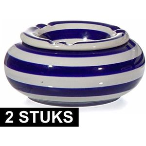 2x Tuinasbak blauw/wit 13 cm - Asbakken