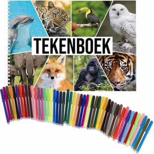 Schetsboek Dieren liefhebbers A4 50 paginas met 50 viltstiften - Schetsboeken