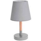 Grijze tafellamp/schemerlamp hout/metaal 23 cm - Tafellampen