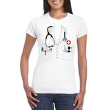 Doktersjas kostuum t-shirt wit voor dames - Feestshirts