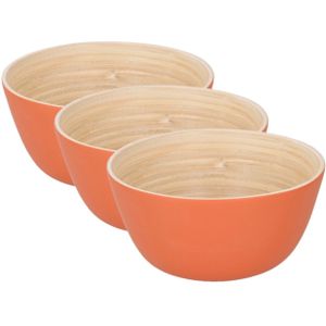 Bamboe snack serveerschaaltjes 3 stuks 10 cm - Oranje