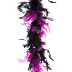 Carnaval verkleed boa met veren - zwart/roze - 200 cm - 45 gram - Glitter and Glamour - Verkleed boa