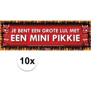10x Sticky Devil stickers tekst Grote lul - Feeststickers