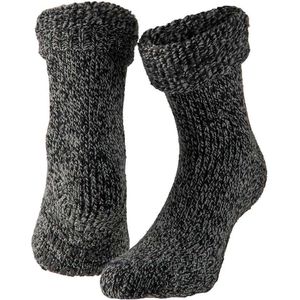 Apollo huissokken/slofsokken - Anti-slip - schapenwol - volwassenen - zwart - warme wintersokken - Huissokken