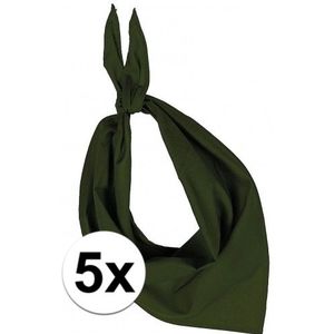 5x Bandana zakdoeken olijf groen - Bandana's