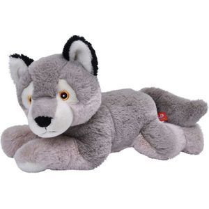 Pluche grijze wolf/wolven knuffel 30 cm speelgoed - Knuffel bosdieren