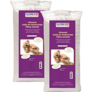 Glorex Hobby vulmateriaal - 2x - polyester - 300 gram voor knuffels/kussens - wit - donzig