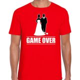 Vrijgezellen feest t-shirt voor heren - Game Over - rood - bachelor party/bruiloft - Feestshirts