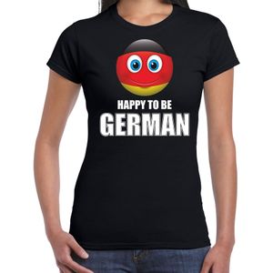 Duitsland emoticon Happy to be German landen t-shirt zwart dames - Feestshirts