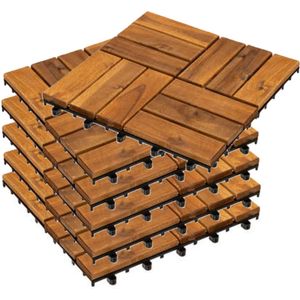 Tuintegel/balkon terrastegels - 45x stuks - acacia hout kleur - kunststof - 30 x 30 cm - vlonder - Terrastegels