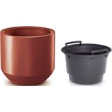 Plantenpot/bloempot Sevilla - 2x - buiten/binnen - kunststof - koper - D47 x H46 cm - Plantenpotten