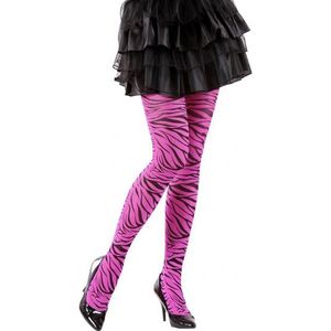 Fel roze legging met zebra print - Verkleedpanty