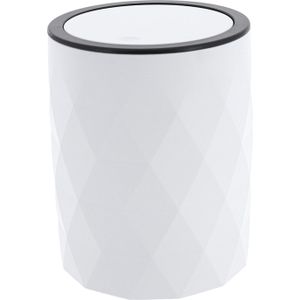 Badkamer prullenbak Diamond - wit - kunststof - 19 x 24 cm - Pedaalemmers