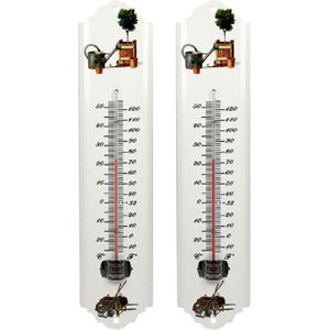 Set van 2x metalen thermometer voor buiten en binnen 30 cm