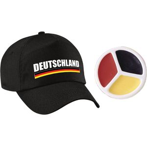 Duitsland / Deutschland landen supporters baseballcap zwart volwassenen met vlag schmink - Verkleedhoofddeksels