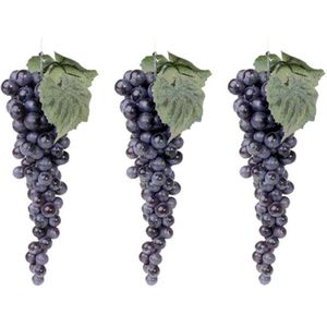 3x Blauwe druiventros 28 cm - Kunstbloemen