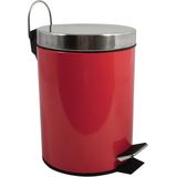 Prullenbak/pedaalemmer - metaal - rood - 3 liter - 17 x 25 cm - Badkamer/toilet - Pedaalemmers