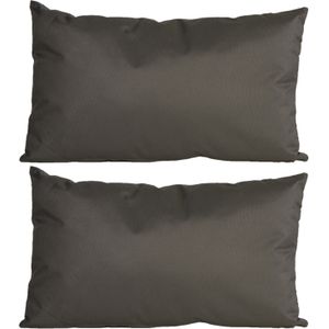 2x stuks bank/sier kussens voor binnen en buiten in de kleur antraciet grijs 30 x 50 cm Tuinkussens  - Sierkussens