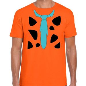 Fred holbewoner kostuum t-shirt oranje voor heren - Feestshirts