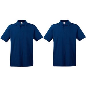 2-Pack maat XL donkerblauw/navy poloshirt / polo t-shirt premium van katoen voor heren - Polo shirts