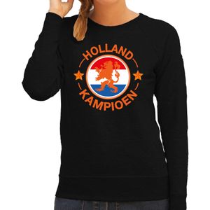 Zwarte sweater / trui Holland / Nederland supporter Holland kampioen met leeuw EK/ WK voor dames - Feesttruien