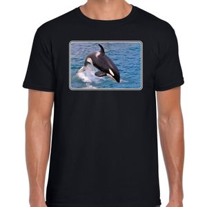 Dieren t-shirt met orka walvissen foto zwart voor heren - T-shirts