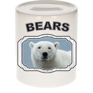 Dieren witte ijsbeer spaarpot - bears/ ijsberen spaarpotten kinderen 9 cm - Spaarpotten