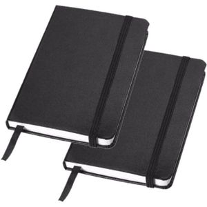 4x stuks zwart pocket luxe schriftjes/notieboekjes gelinieerd A6 formaat - Notitieboek