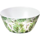 Melamine serveerschaaltjes tropische print/wit 15 cm - Serveerschalen