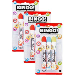 Engelhart Bingo Stiften/Markers/Dabbers - 9x - Blauw/Geel/Rood - 20 ml