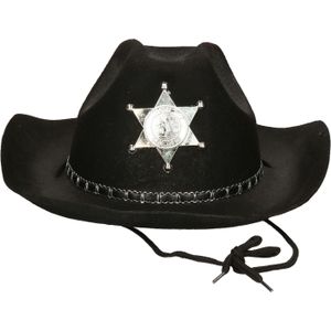 Carnaval verkleed Cowboy hoed Kentucky - zwart - volwassenen - Western Sheriff thema - Verkleedhoofddeksels