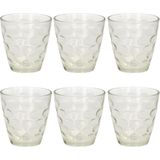 6x Stuks transparante waterglazen/drinkglazen cirkels relief 300 ml van glas - Drinkglazen