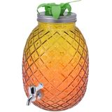 Set van 2x stuks glazen drank dispensers ananas geel/oranje en blauw/groen 4,7 liter - Dranken serveren - Drankdispensers